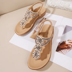 2025 Summer Shoes Women Sandals Flip Flops Flat Ladies Sandals Bohemian Style Brand Holiday Shoes Plus Size 42 D346