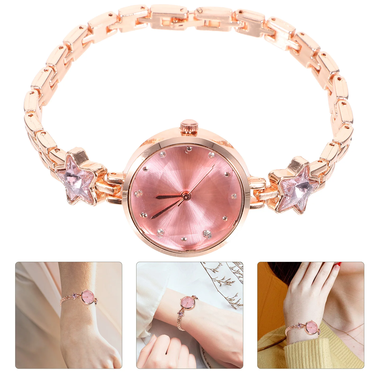 Fashion Women Watch Quartz Wristwatch Delicate Waterproof Accessories Precise Timekeeping Rhinestone Design Long Lasting Durable