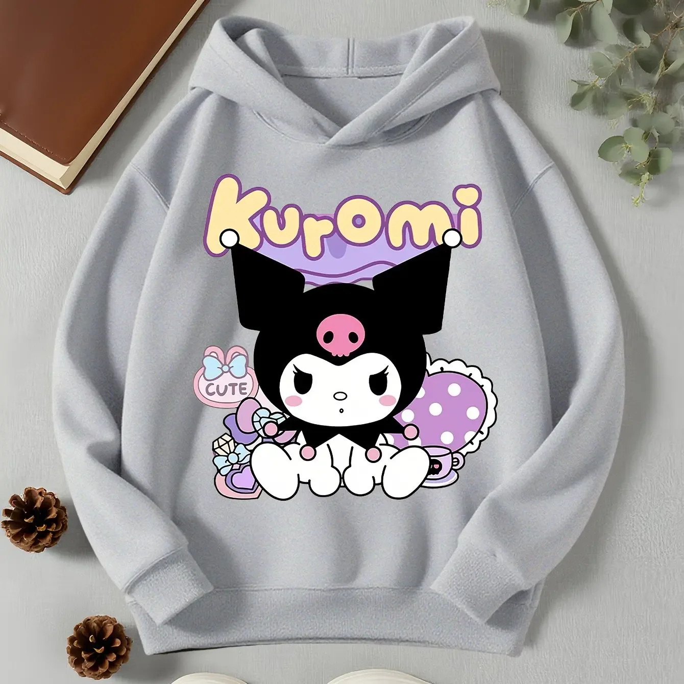 سترة بغطاء للرأس عصرية للأطفال من Kuromi للأولاد والبنات، بلوفرات دافئة غير رسمية، بلوزات للمراهقين