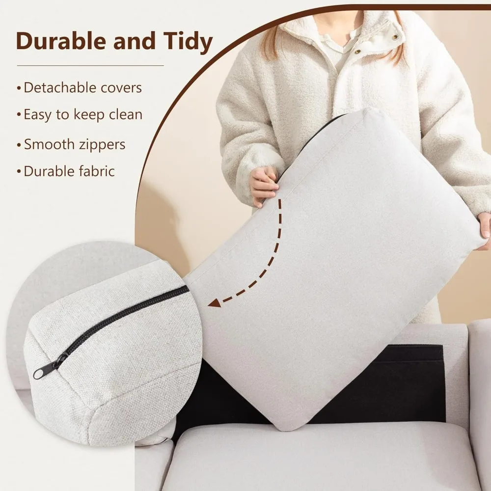 أريكة حديثة بثلاثة مقاعد في منتصف القرن مع مساند للذراعين لمساحات مريحة للمعيشة وغرفة النوم #5