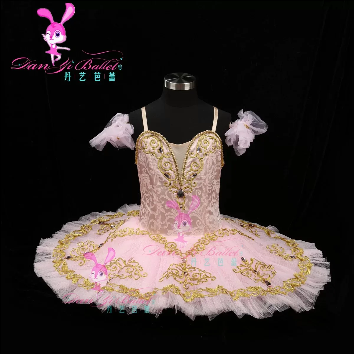 Danyiballet ชุดบัลเล่ต์เด็กเรียบง่ายสีชมพูเงินนางฟ้าเจ้าหญิงนิทราดิสก์กระโปรงประสิทธิภาพการแข่งขัน