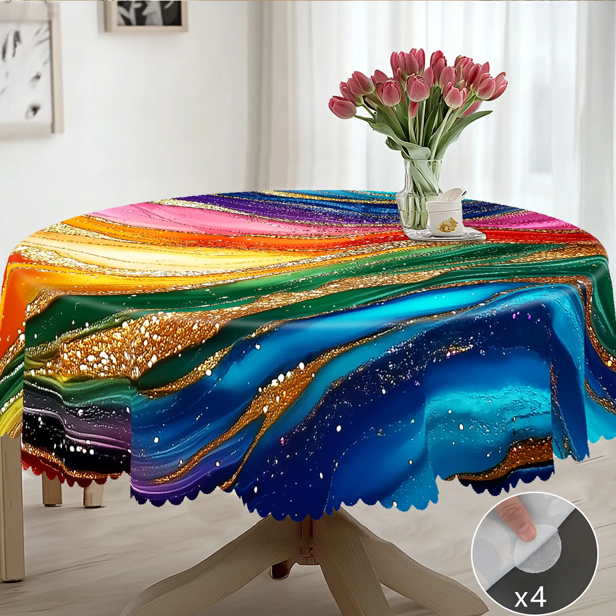 1 Piece Marble Theme Printed Tablecloth, Country Farmhouse Style, Rich Marble Stripesd Pattern Design with Bright Colors for Spring and Summer Camping Style Picnic, Holiday Party, Garden Birthday Party Decoration, Kitchen Accessories, Restaurant Terrace, Indoor and Outdoor Tablecloth, Perfect Gift for Friends, Multiple Sizes Available