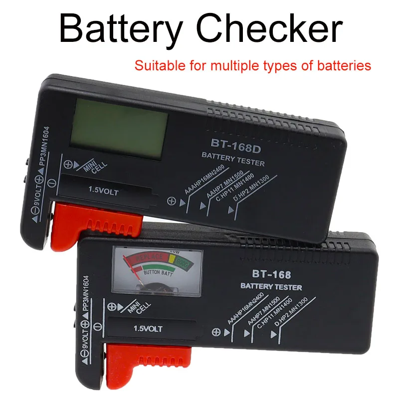 1Pcs BT-168 BT-168D Digital Battery Tester LCD Display AA/AAA/C/D/9V/1.5V Button Cell Battery Capacity Check Detector