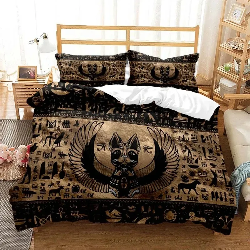 

Mystery Egypt Egyptian Golden Anubis Print Bedding Set Duvet Cover with Pillowcase Comforter Bed Single Twin Full Queen Kid Gift