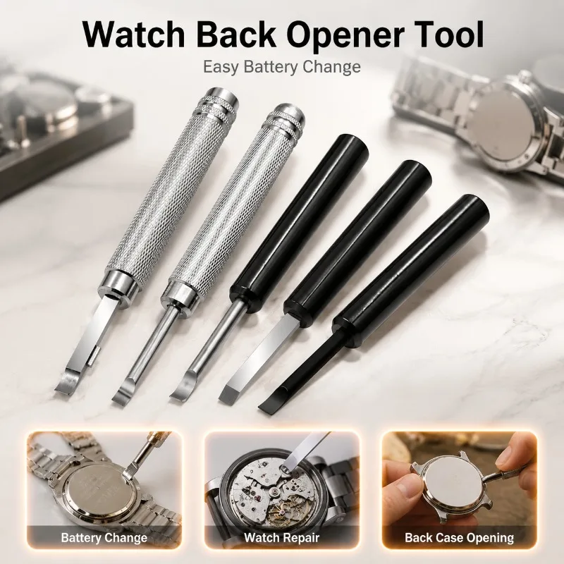 Watch Back Case Opener Pry Knife Aluminum Handle Timepiece Repair Tool Multi-use Wrench for Removing Bottom Cover Replacing