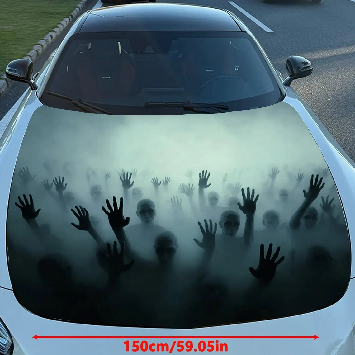 Terror Ghost Car Hood Sticker-self-adhesive, Waterproof And Scratch Resistant PVC Sticker, Suitable For Most Vehicles, Durable C