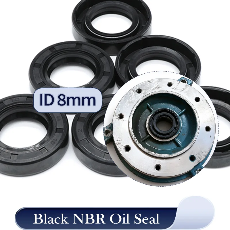 5/10pcs ID 8mm NBR Oil Seals OD 12/14/15/16/17/18/19/20/22/26mm THK 3/5/6/7/8mm TC-Double Lip Black Nitrile Rubber Shaft Gaskets