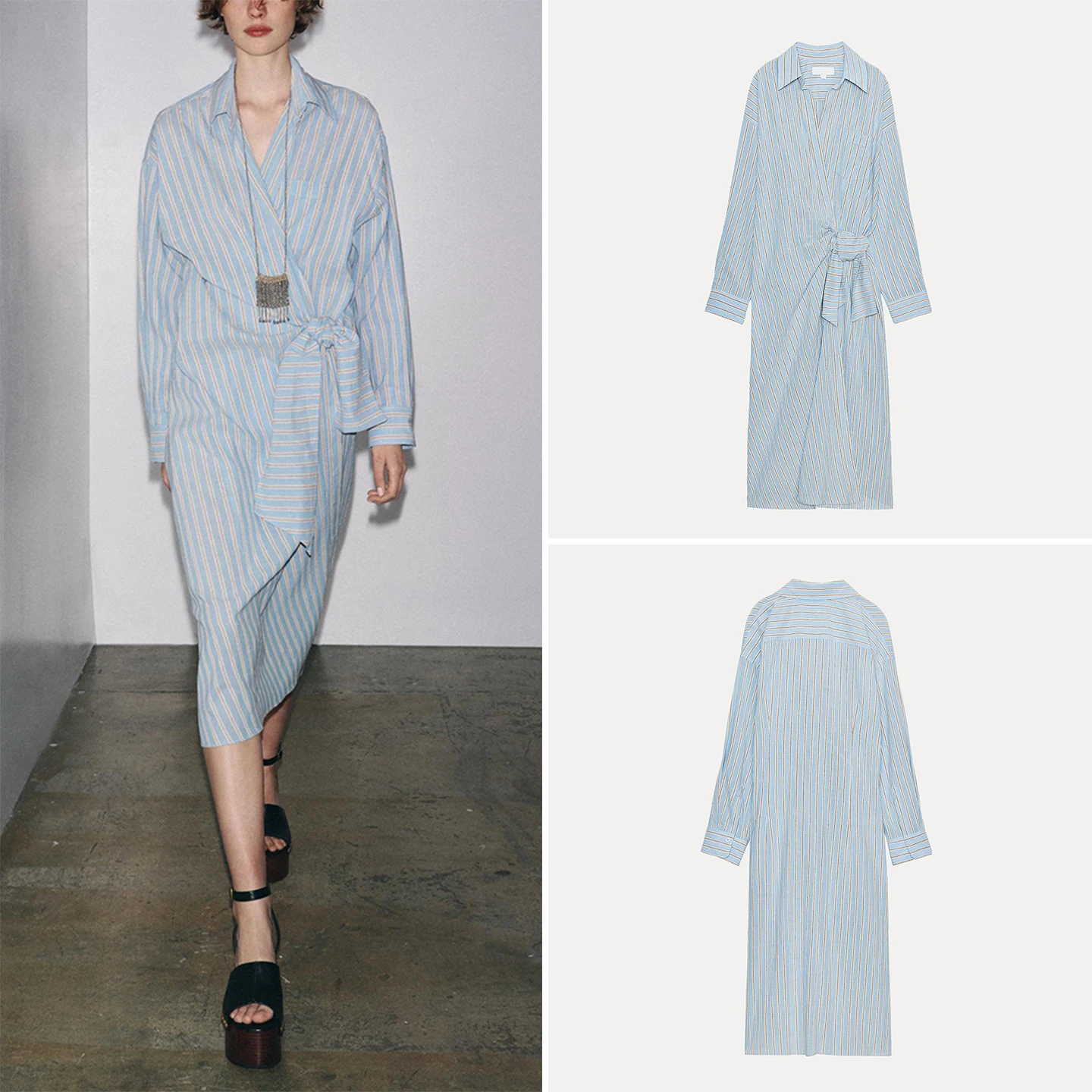 فستان نسائي أنيق من زادايت بتصميم مخطط وصف أزرار مزدوج، متعدد الاستخدامات وذو طابع شخصي، إصدار جديد لعام 2025 من ألياف البولي...