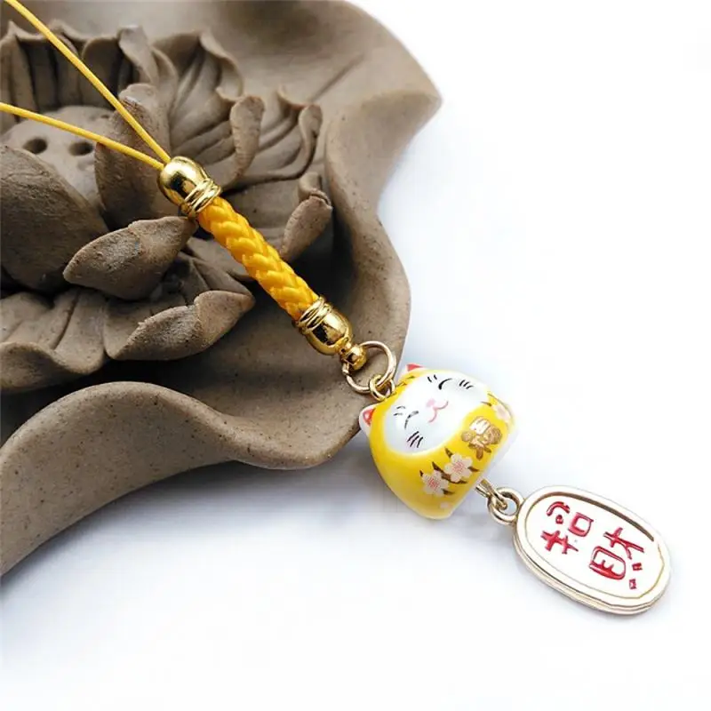 Mobile Phone Pendant Keychain Lucky Cat Bag Phone Charm Ceramic Phone Chain for U Disk Firmware