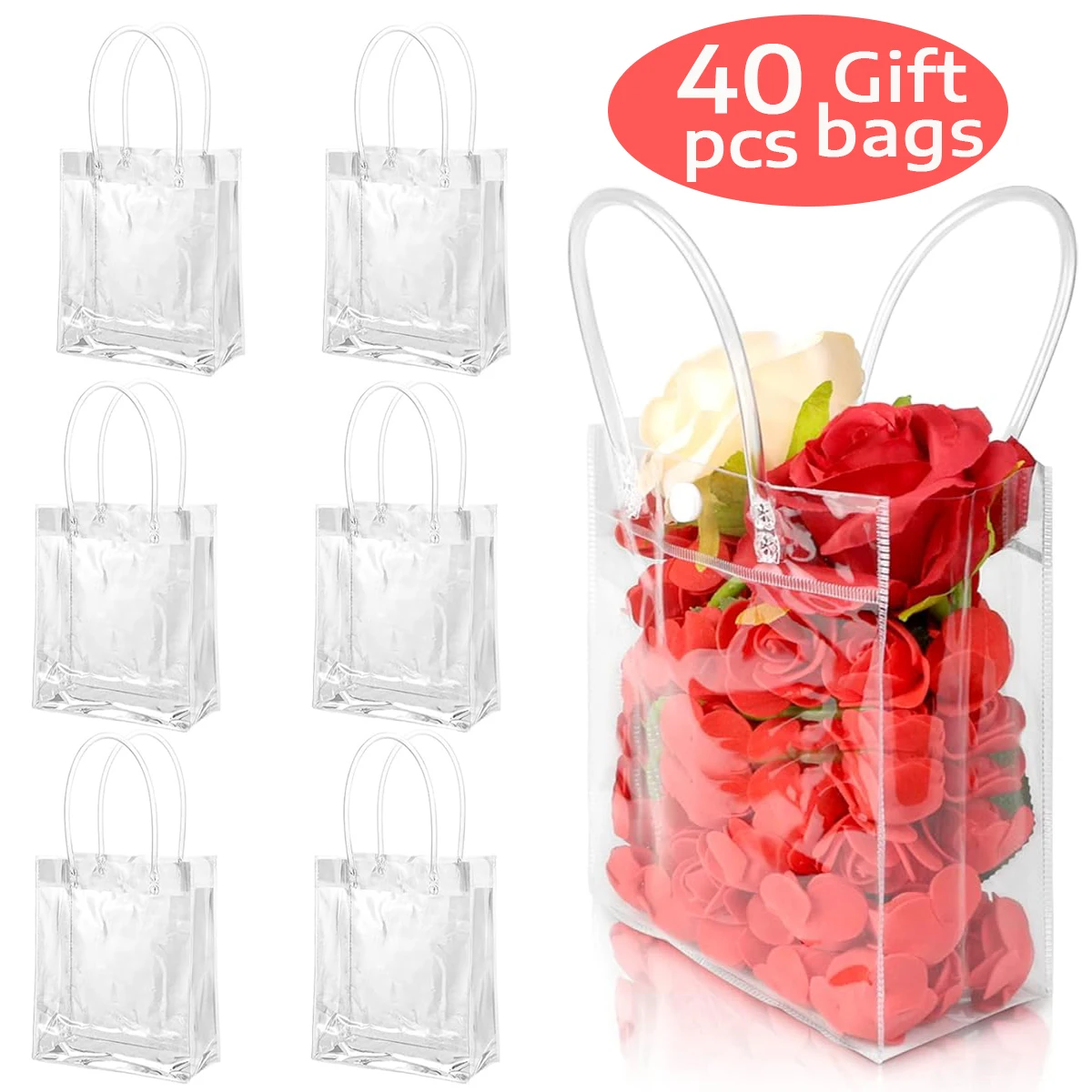 40pcs gift bag, christmas halloween, holiday gifts, birthday, valentine\'s day, wedding, class, gback to school, clear pvc bag