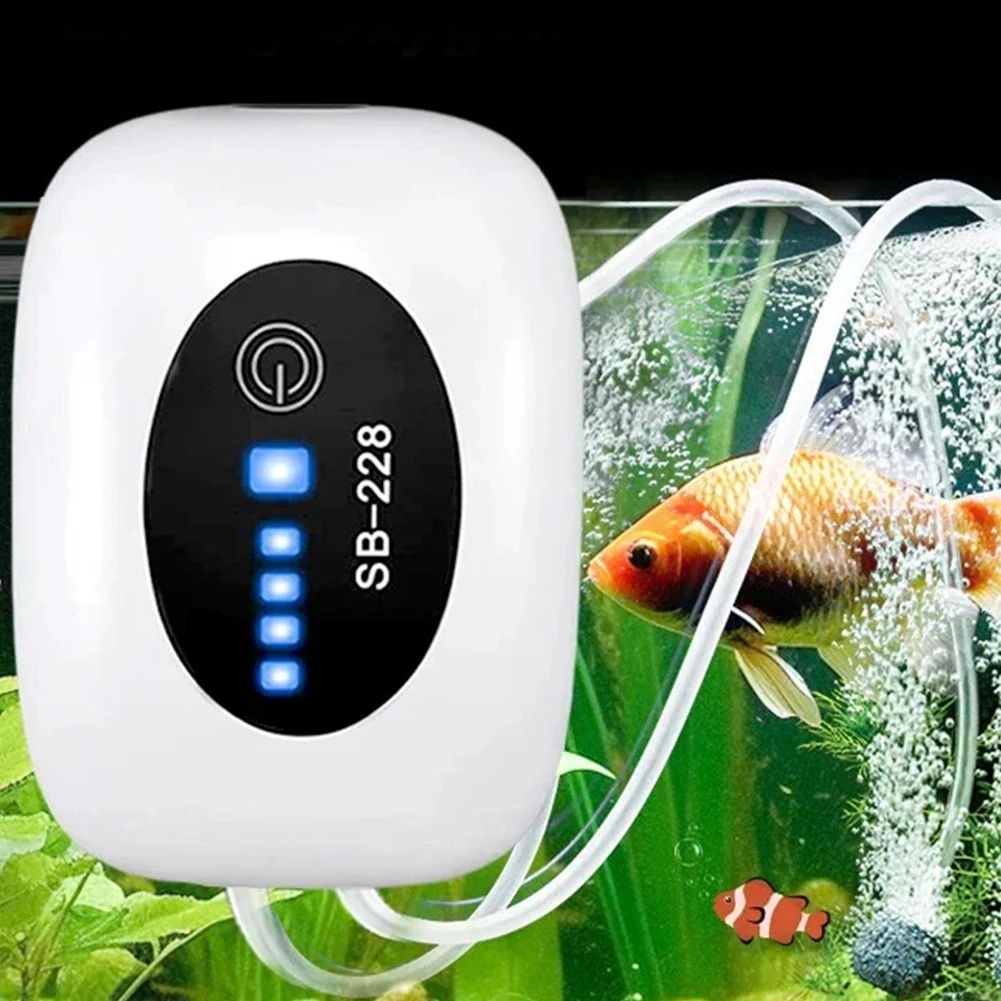 4800mAh Aquarium Oxygen Air Pump Compressor Fish Tank USB Charging Small Portable Exhaust Ultra Silent Indoor Outdoor Fishing