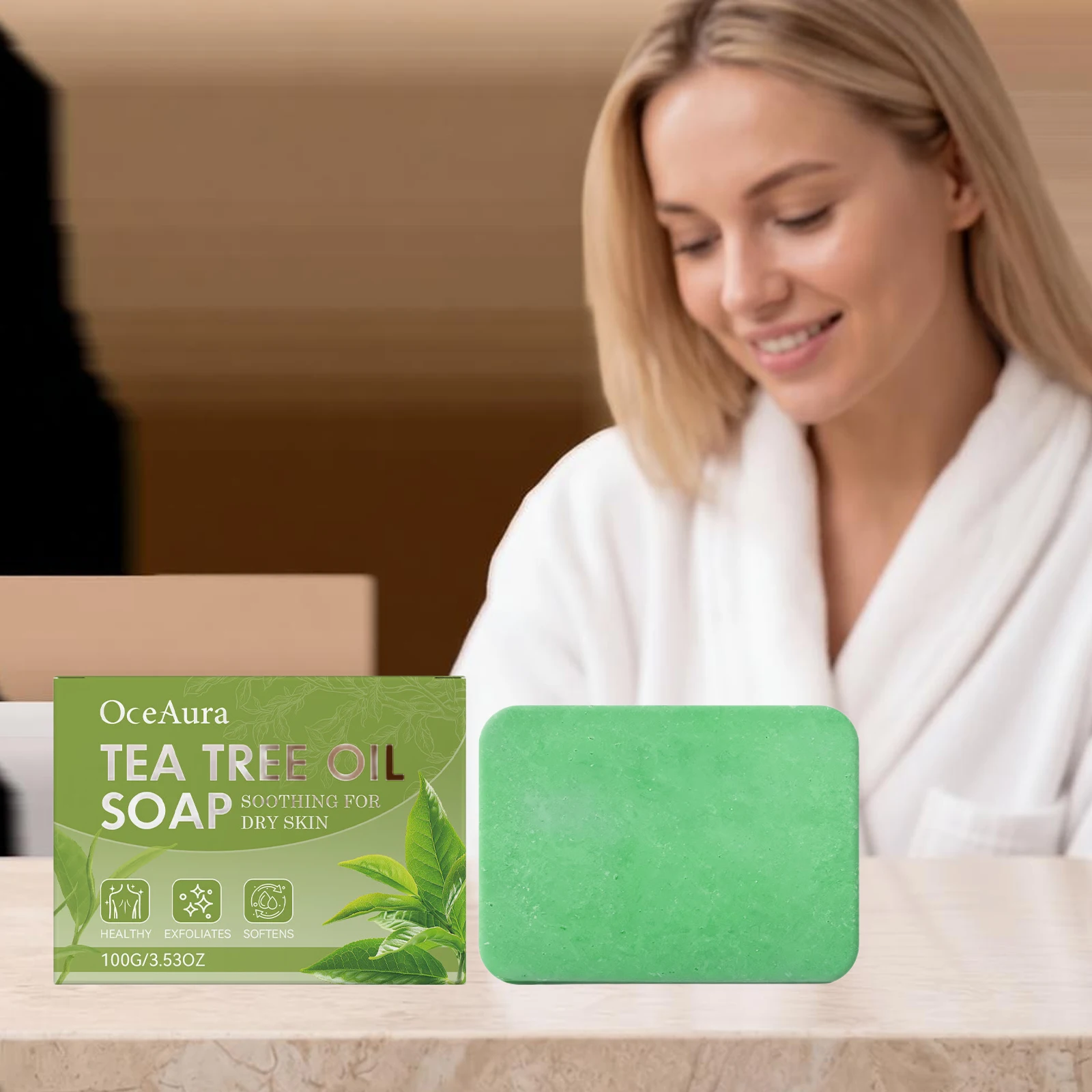 

Мыло с маслом чайного дерева, успокаивающее, отшелушивающее, глубоко очищающее, устраняющее запах тела, контролирующее жирность кожи, для лечения акне, увлажняющее, ручной работы