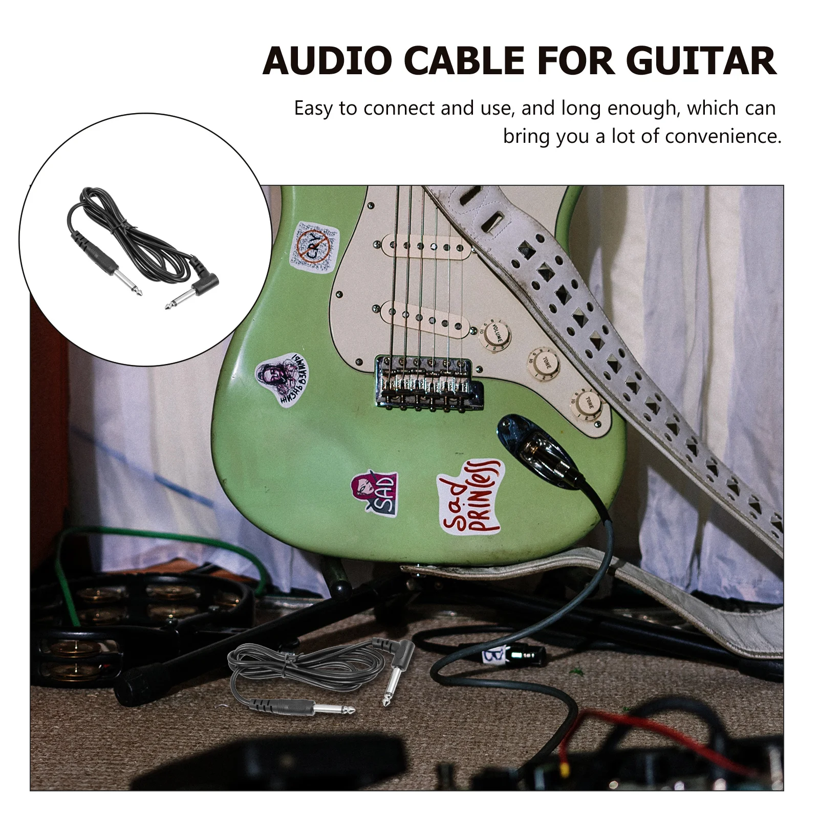 

3Pcs Cable for Guitar 6.35mm Studio Grade Audio Connect Wire Professional Electric Guitar Speaker Instrument Cord Supply