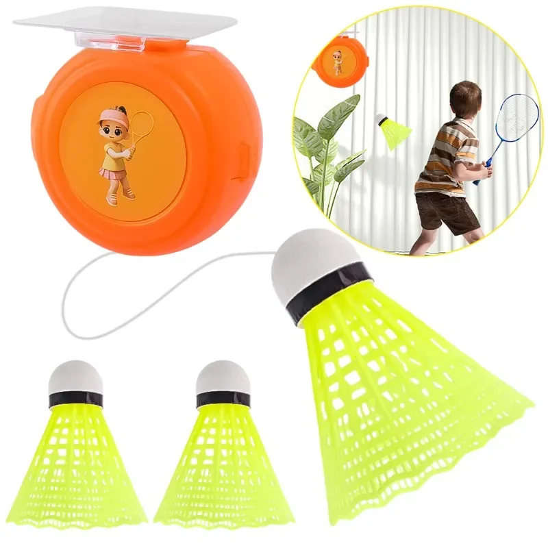 Conjunto de instrutor de badminton elástico autoadesivo, dispositivo de treinamento de badminton solo, jogador único, prática de rebote, balanço