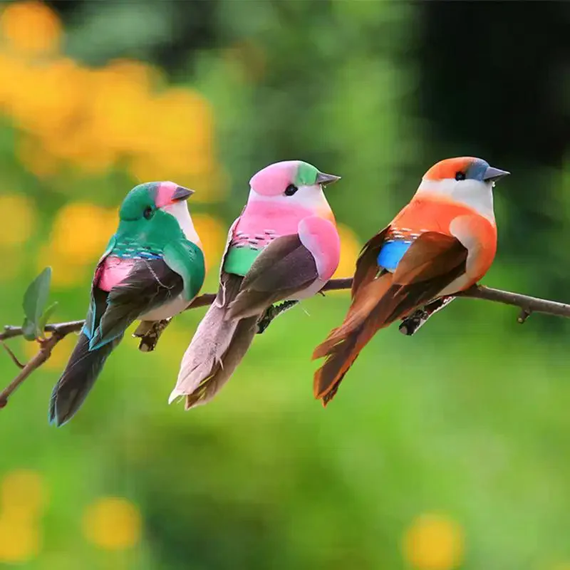 6Pcs Realistic Simulated Bird Ornaments Lifelike Waterproof Decor for Garden Yard Patio Home Baby Shower Party Decoration