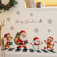 Merry Christmas Snowman Gingerbread Wallpaper  Removable Self-Adhesive Santa Reindeer For Home Cafe Bedroom Living Room Decor