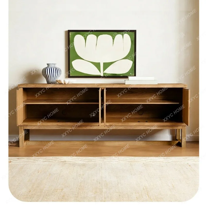 XX retro solid wood TV cabinet medium antique floor dining side cabinet rural locker