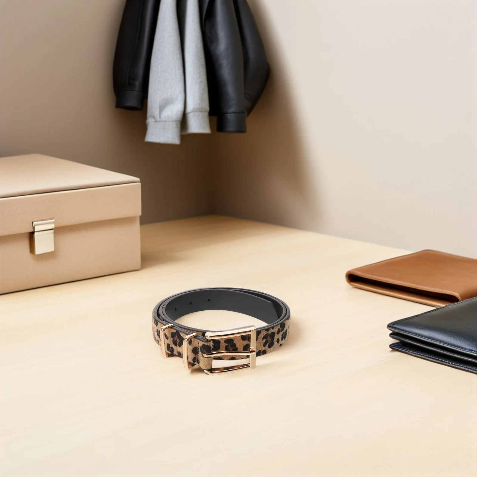 

Leopard Print Wide Belt for Women - Vintage Animal Print Waistband with Golden Buckle - Adjustable Faux Belt for Jeans