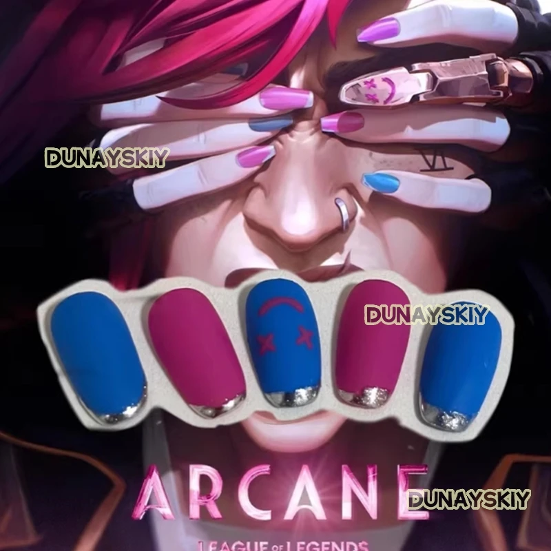 Jinx Cosplay Arcane 2 Disguise Jinx Cosplay Nail Women Costume Roleplay Accessory 2025Anime/Halloween Role-playing Nail Props