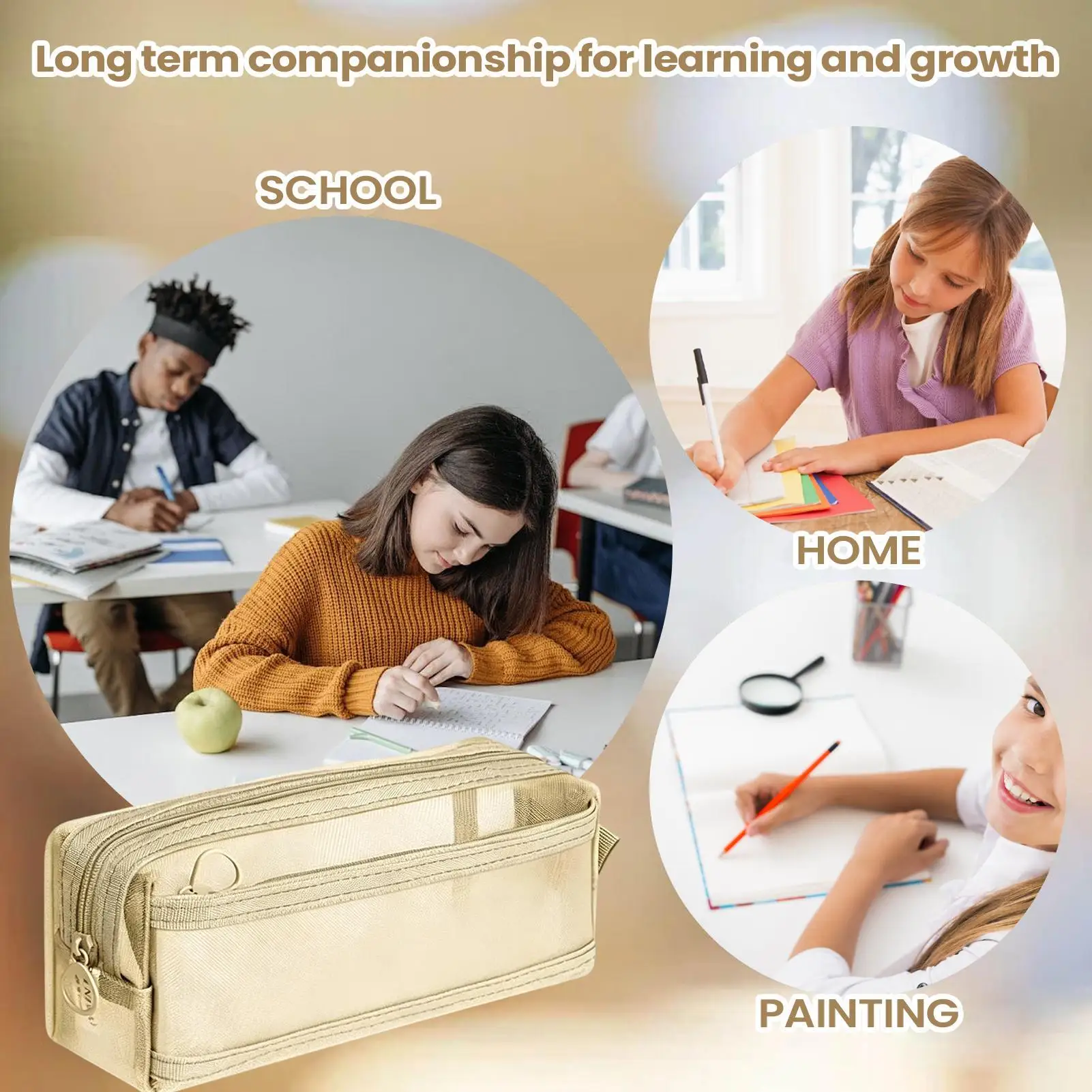 Pencil Case For Student Exams High School Stationery Box Large Capacity For School Supplies Smooth Sliding Rounded Corners
