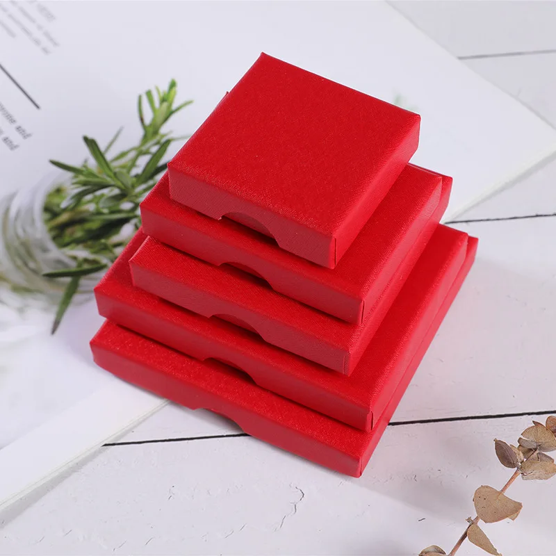 5pcs/lot jewelry gift box Ring Necklace package carton square  With sponge lined pink white blue red gray Jewelry storage box