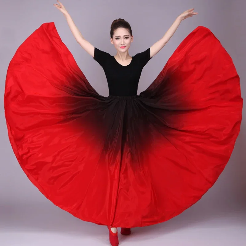 Gradient Elegant Flamenco Skirt Dresses Women Gypsy Ballroom Bullfight Stage Performance Clothes Spanish Dance Costume