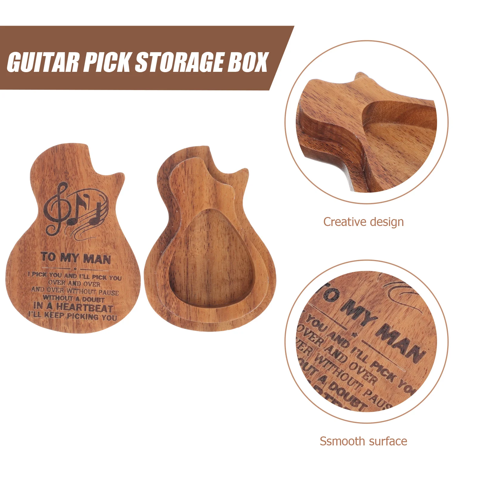 

Guitar Pick Organizer Wooden Box Container Case for Plectrum Storage Protection Scratch Resistant Ideal Gift for Musicians
