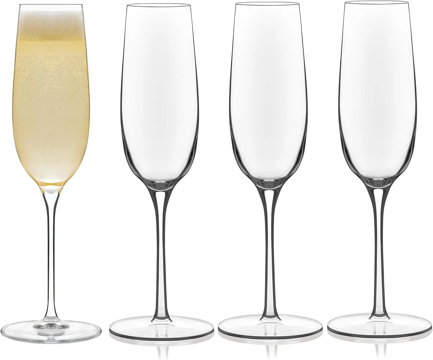 

Signature Kentfield Champagne Flutes Set of 4, Elegant Champagne Glass with Curved Design, Glassware Drinking Glasses for