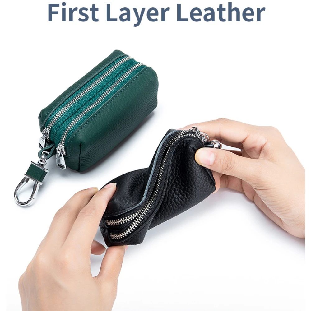 

Double Layer Genuine Leather Wallet Women Short Wallet Coin Purse Key Bag Card Covers Key Chain Wallet Credit Card Holder Card