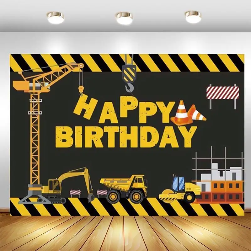 

Construction Theme Birthday Party Photography Backdrop Dump Truck Boy Photo Background Cake Table Decorations Photo Shoot Props