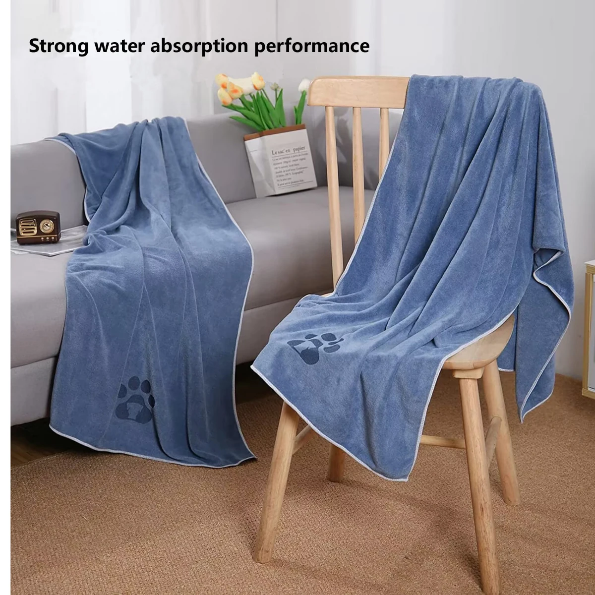 Microfiber Pet Bath Towel 35X75/70X140CM Embroidered Super Soft Absorbent Quick-dry Thick Dog Cat Blanket