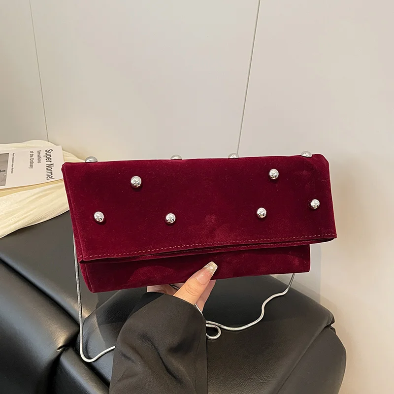 

PU CHAINS Rivet Zipper Satchels 2025 Niche Design Sense Fashion Versatile Bags High-end Exquisite Temperament Crossbody Bags