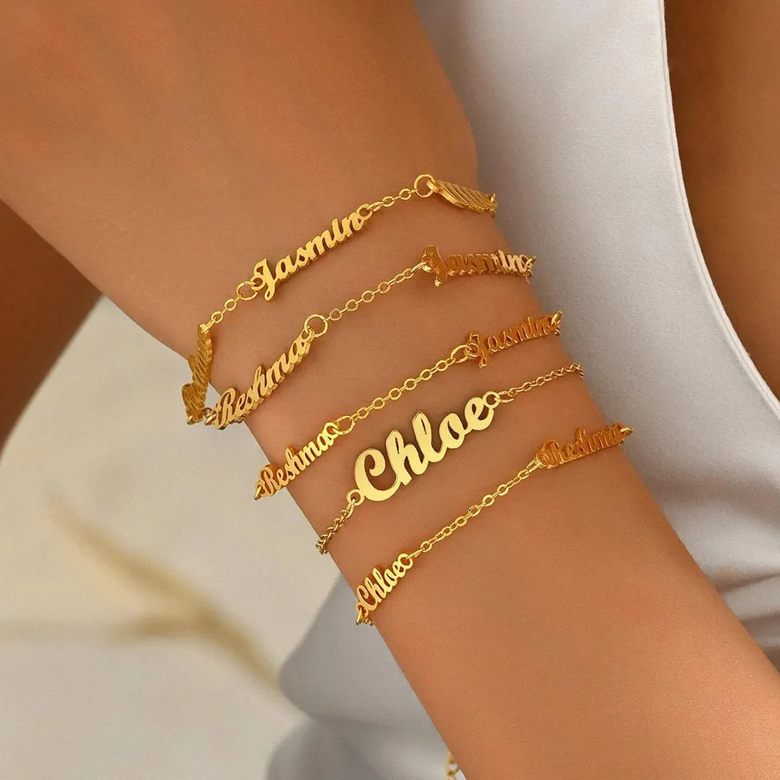 

Personalized Bracelet Custom Name Bracelet for Women Child Stainless Steel Jewelry Customized Multiple Charm Family Couple Gift