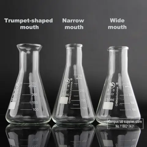 1piece 50ml/100ml/150ml/200ml/250ml/300ml/500ml/1000ml  Borosilicate Glass Conical Erlenmeyer  Flask for Lab Chemical Equipment