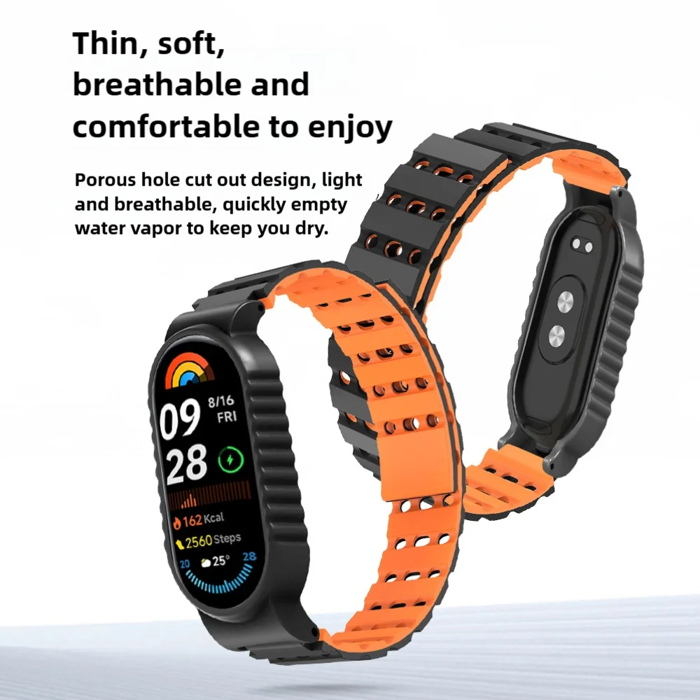 磁気ストラップ + 保護ケース & 通気性の空気穴 Xiaomi Mi バンド 9 クイックリリースシリコーンスポーツバンド男性女性ブレスレット