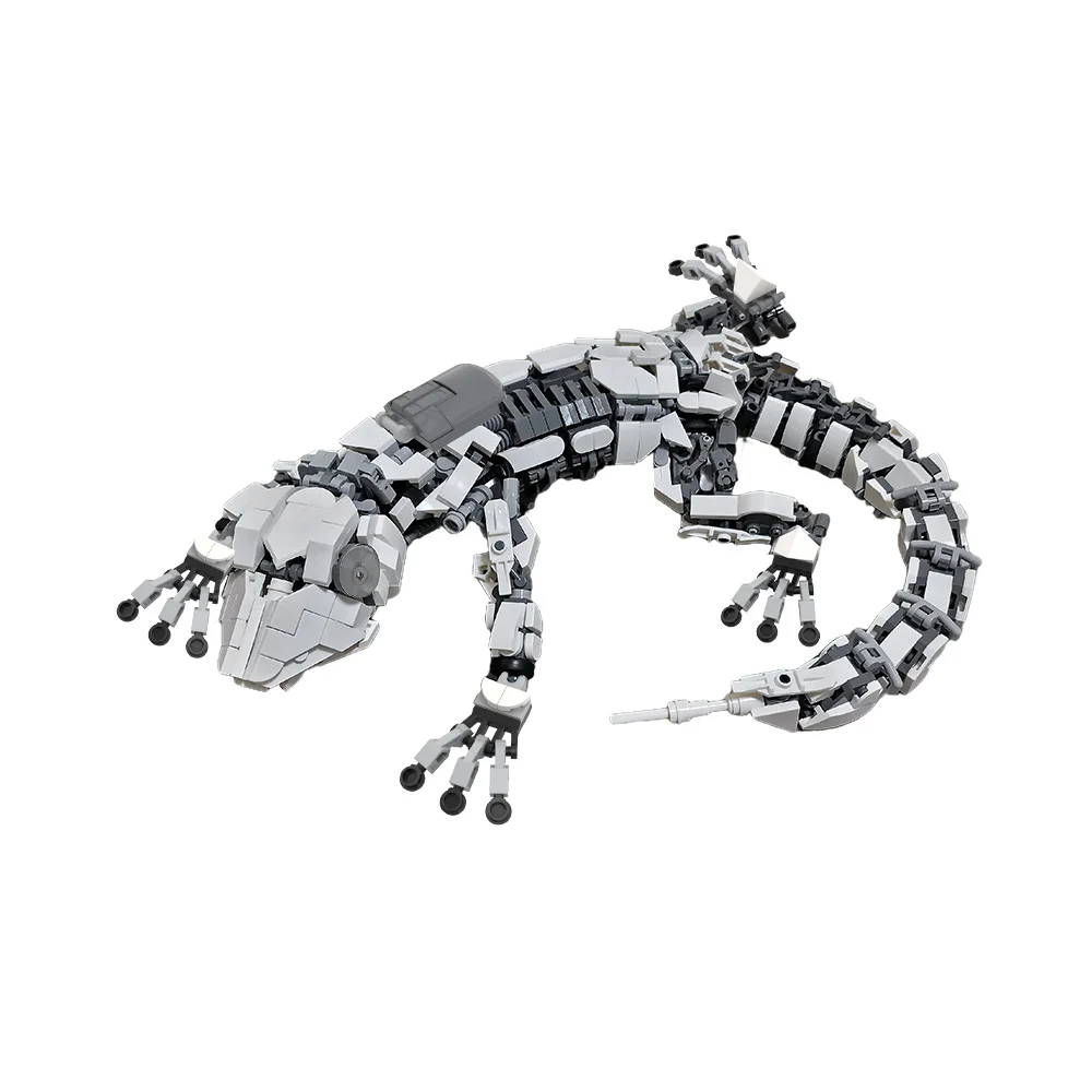 MOC Mecha Gecko-10 ruchome klocki do budowy modeli jaszczurki gady mechaniczne zabawki do ognia salamandra klocki edukacyjne prezent dla dzieci