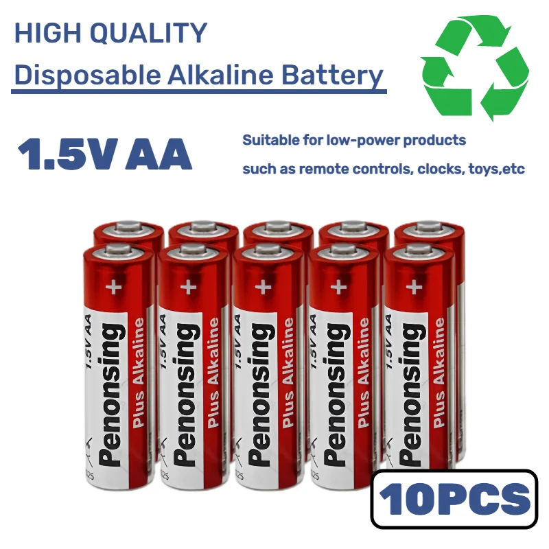 بطارية قلوية 1.5 فولت AA Plus LR6 عالية الأداء للألعاب والساعات والمصابيح الكاشفة ومشغلات الصوت وشفرات الحلاقة ومضادة للتسرب
