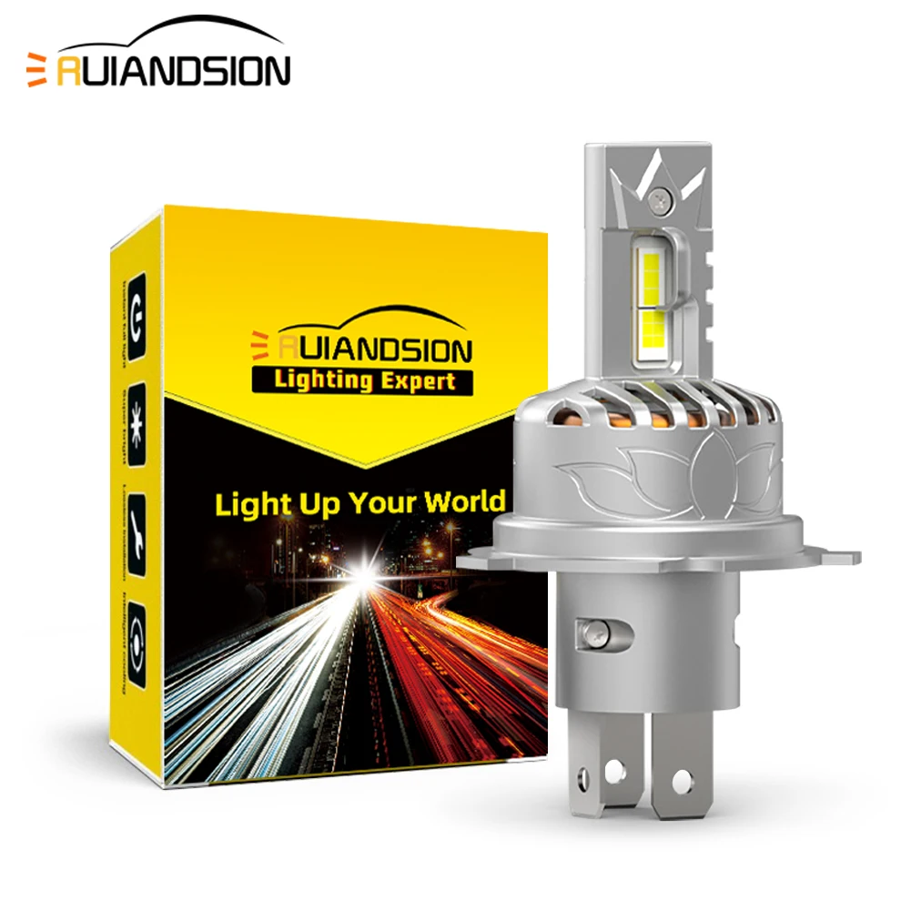 

2Pcs 5000LM 50W Super Bright CANBUS Auto Headlamp Turbo LED H4 9003 High Low Beam Headlight Bulb 4-CSP Chips No Error