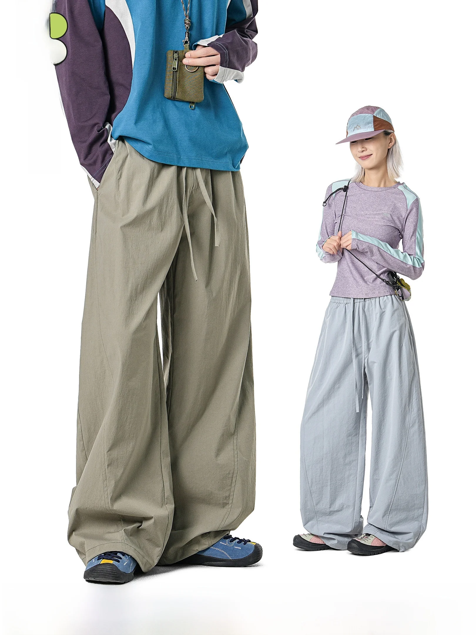 

Уличные повседневные брюки с широкими штанинами, свободного кроя, прямые, весна-лето, унисекс, из полиэстера, с естественной талией, на резинке