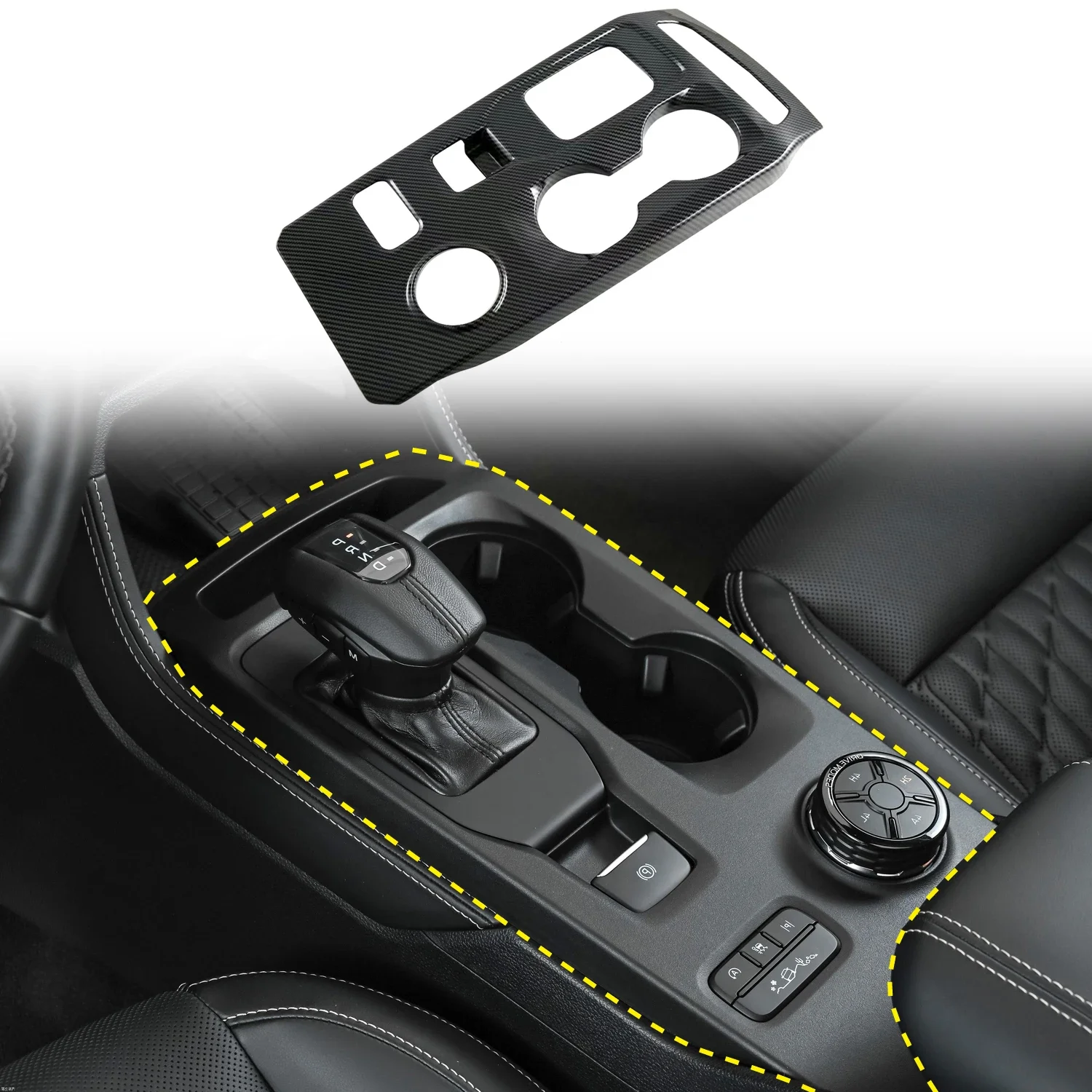 Accesorios de coche para Ford Ranger Raptor 2023 2024, cubiertas de Panel de cambio de marchas automático impreso de fibra de carbono, piezas de consola Central