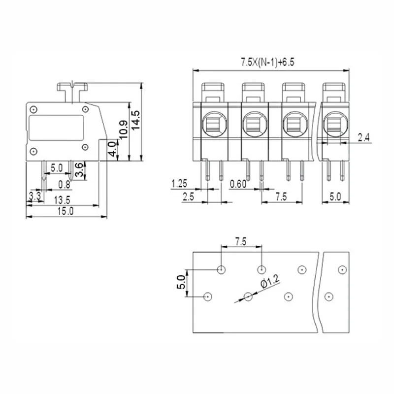 100PIN DG202 7.5mm KF202 2P ~ 12P PCB SPRING TERMINAL BLOCKS PHOENIX CONTACT DEGSON KEFA DA804