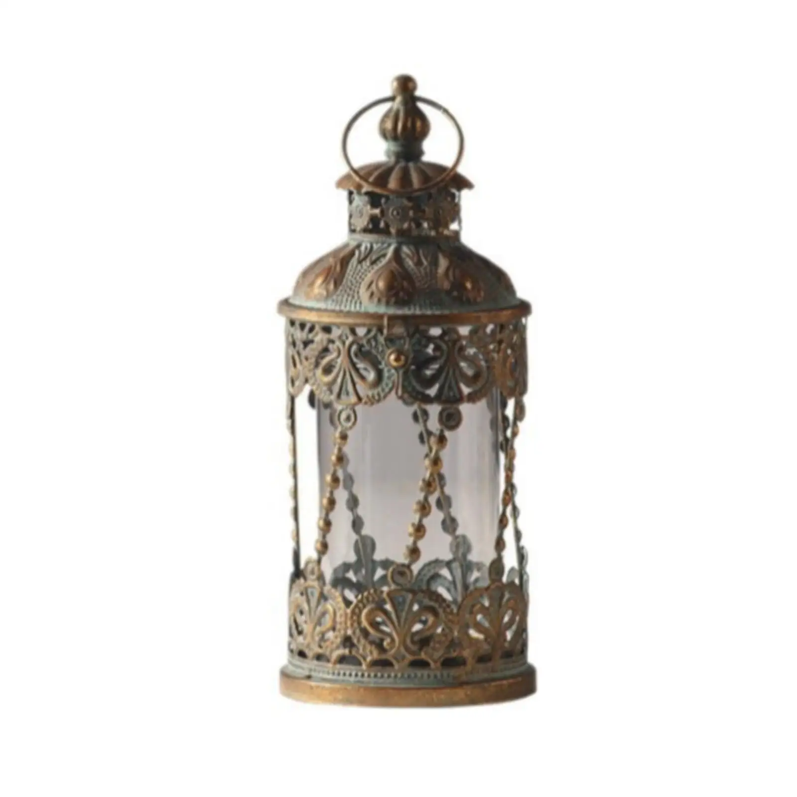 Lanterne à bougie décorative, finition bronze antique, lanterne à bougie vintage, métal ajouré, décoration d'intérieur