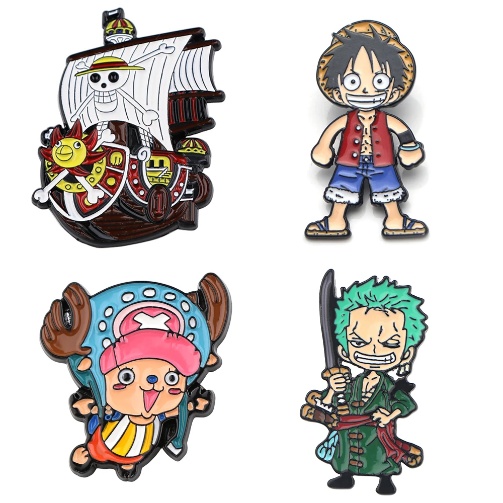 LB2060  Japanese Anime Pirate Ship Vintage Enamel Pin and Brooches Backpack/Bags Badge Denim Brooch Collar Jewelry Gifts