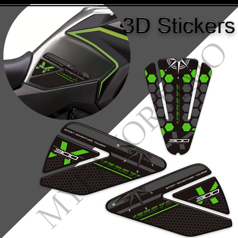 Untuk Kawasaki Versys X 300 X300 versys-x stiker sepeda motor Decals Kit minyak bahan bakar Gas pelindung lutut bantalan pegangan