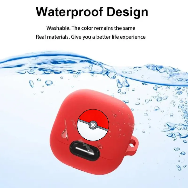 Potdemiel Pokemon 이어폰 케이스 Anker Soundcore Liberty 4 NC 실리콘 이어 버드 충전 박스 후크가있는 보호 커버