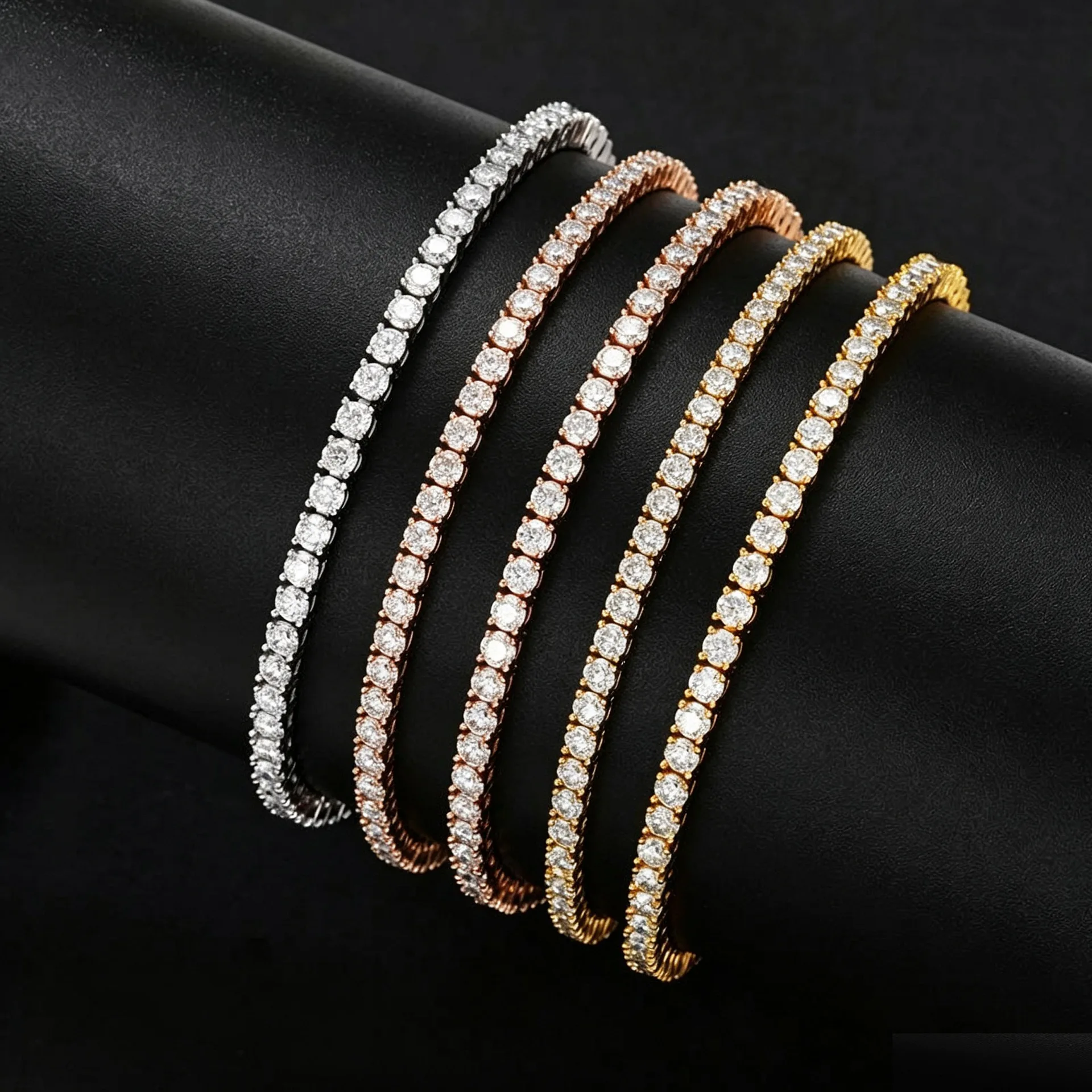 2-5mm wide Hip Hop Moissanite Paved Bling Ice Out S925 Sterling Silver Tennis Link Chain Bracelets for Women Men Rapper Jewelry