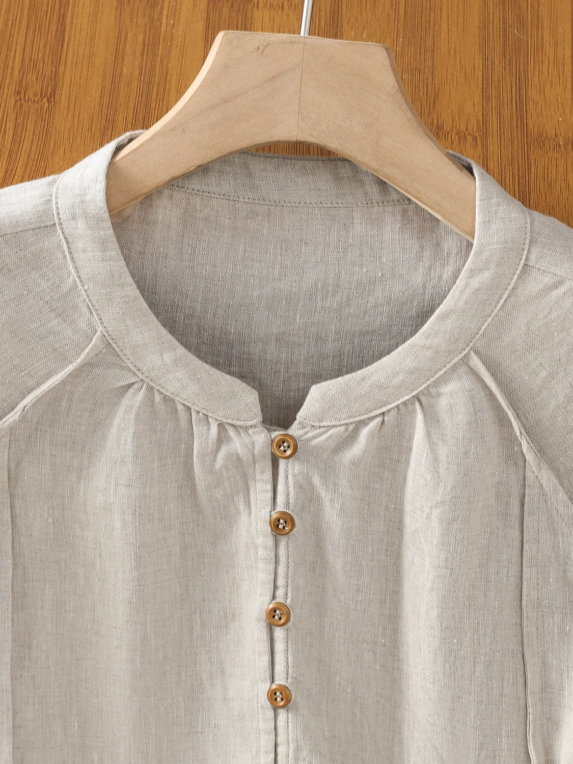 Retro Linen Cotton Casual Loose Fit irt Women's Faionable Autumn Top Seven-Quarter Sve Stand Collar Breathable Comfort...