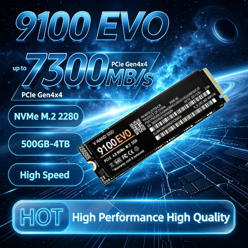 Gaming Internal SSD 9100 EVO M.2 2280 NVMe, 3D NAND TLC 7300MB/s 500GB/1TB/2TB/4TB Solid State Drive for Desktop Laptop PC