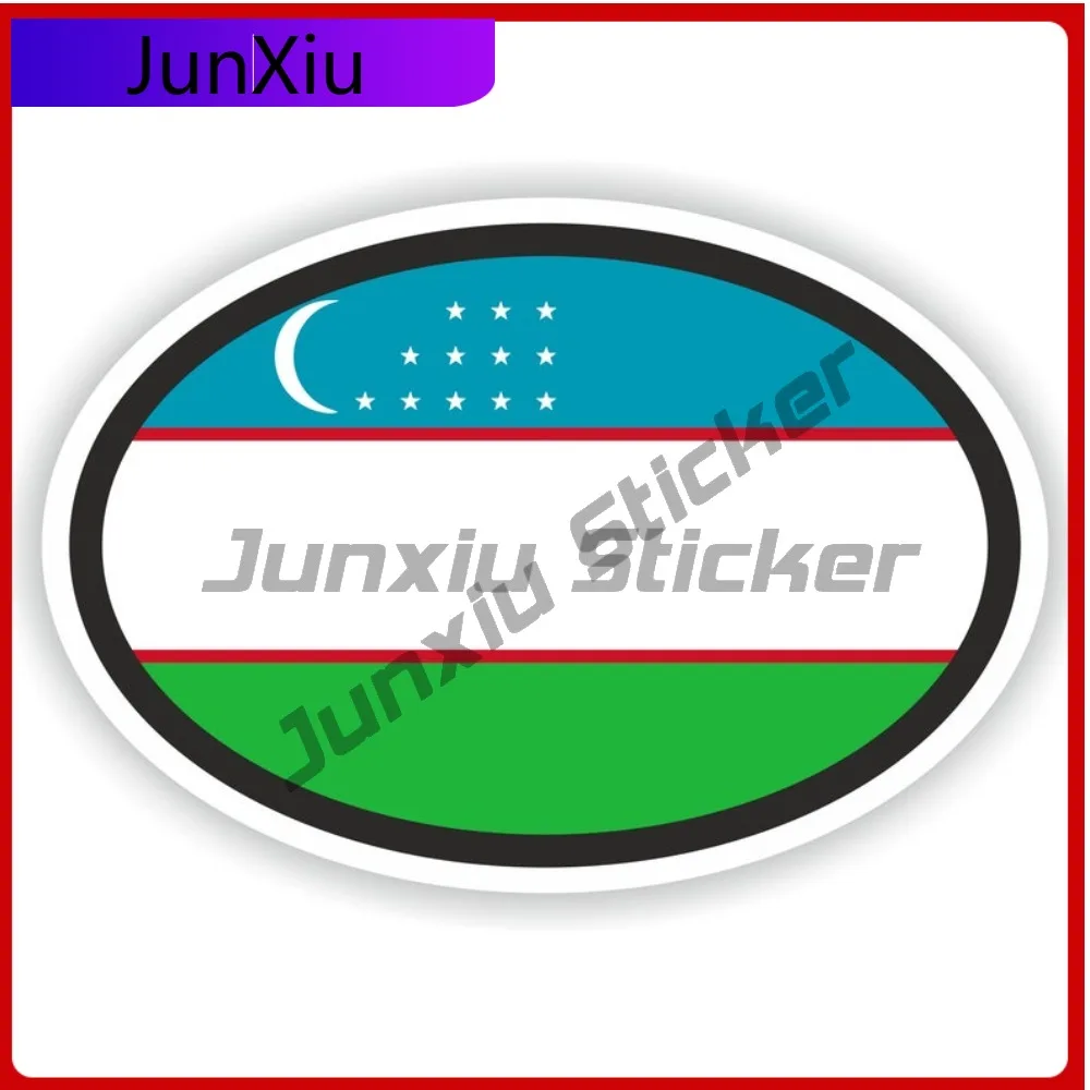

Uzbekistan Flag Oval Sticker Waterproof Decals Custom Decals With Car Window Stickers Personalized Bumper Motorcycle Funny Decor