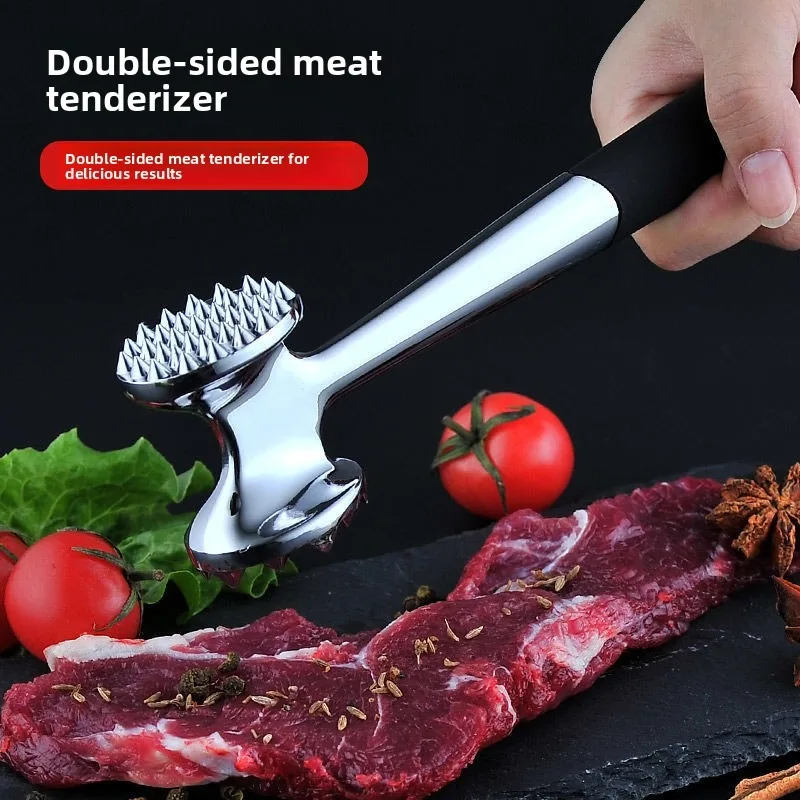 Heavy Duty Kitchen Meat Tenderizer Hammer with Rubber Grip Stainless Steel Head for Effortless Pounding and Tenderizing